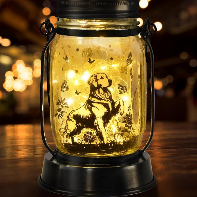 kyoryuger Golden Retriever Gifts for Women/Men Golden Retriever Solar Lanterns Dog Mom Birthday Dog Lover Lantern Pet Memorial Solar Garden Decor for Yard, Patio,Torches, Gifts for Mom