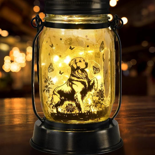 kyoryuger Golden Retriever Gifts for Women/Men Golden Retriever Solar Lanterns Dog Mom Birthday Dog Lover Lantern Pet Memorial Solar Garden Decor for Yard, Patio,Torches, Gifts for Mom