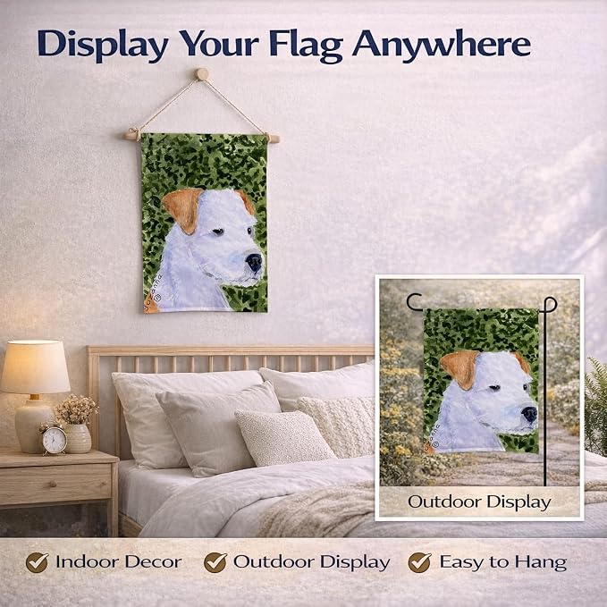 Caroline's Treasures SS8728GF Jack Russell Terrier Garden Flag Mailbox Flag Decorative Yard Flag Banner Outside Patio Artwork Yard Flower Beds, Garden Size, Multicolor