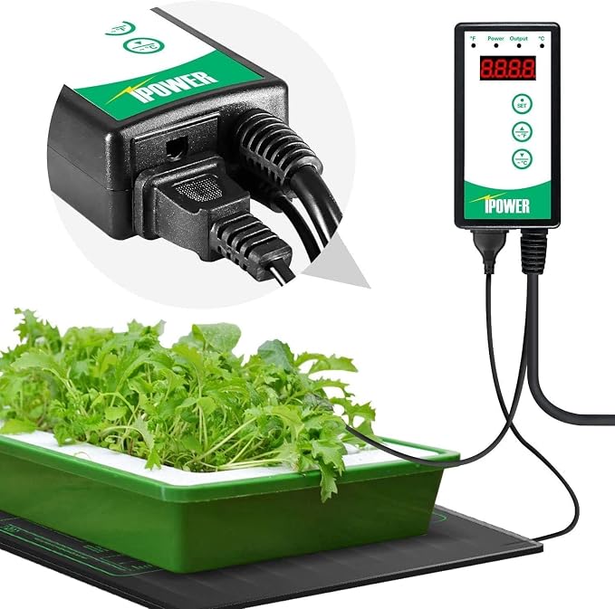 iPower 10"x20.75" Seedling Heat Mat and Digital Thermostat Combo Set, Warm Hydroponic Heating Pad for Germination, Indoor Gardening, Greenhouse