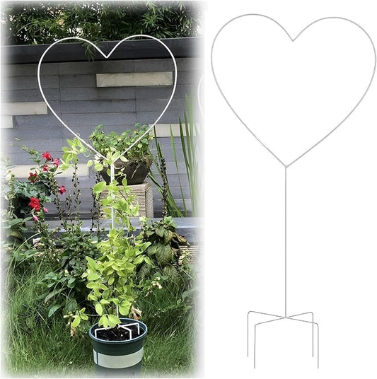 Heart-Shaped Garden Trellis for Climbing Plants, 104cm/41 Iron Plants Climbing Holder Rack for Decorative Potted Plants Flowers Indoor Otdoor (Color : White, Size : 104x42cm/41x16.5in)