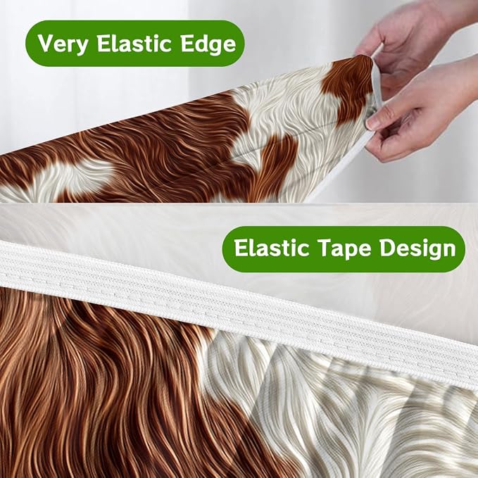 Cow Fur Texture Picnic Table Cover with Bench Covers and Carrying Bag, Cowhide Animal Brown Fur Pattern Rectangle Table Cover, Outdoor Patio Camping Essentials 6FT 4PCS, Camping Fitted Tablecloth