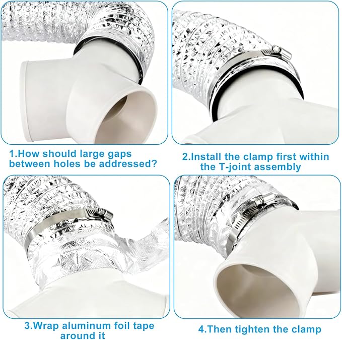 BokWin 6-Inch Duct Splitter, 3 Way Y Shape Duct Connector, White | ABS Material, 3 Hose Clamps Included, For Exhaust Fan and Dryer Vent Hose
