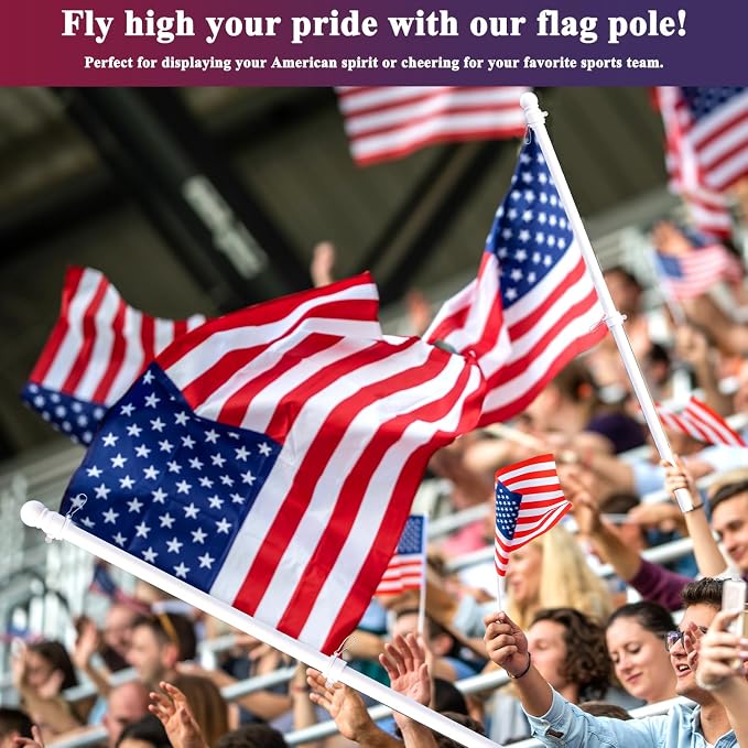 PHITRIC Flag Pole Kit, Tangle Free Spinning Stainless Steel Rustproof Flagpole for 3x5 Sports Fan Outdoor Flags for Outside House (White, 5FT, with Bracket)