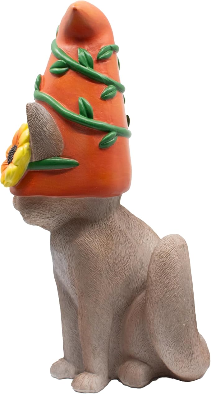 Cat Gnome 12" Tall (Gray) | Cute Outdoor Statues for Garden, Cat Home Décor, Hand-Painted and Original Design