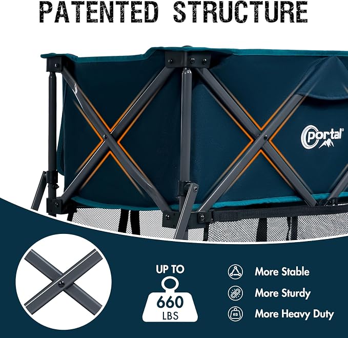 Portal Collapsible Double Decker Wagon Folding Utility Cart with Tailgate, Beach Wagons with Big Wheels, 660LB Heavy Duty Foldable Wagon 14 FT³ Large Capacity for Camping, Sports, Garden