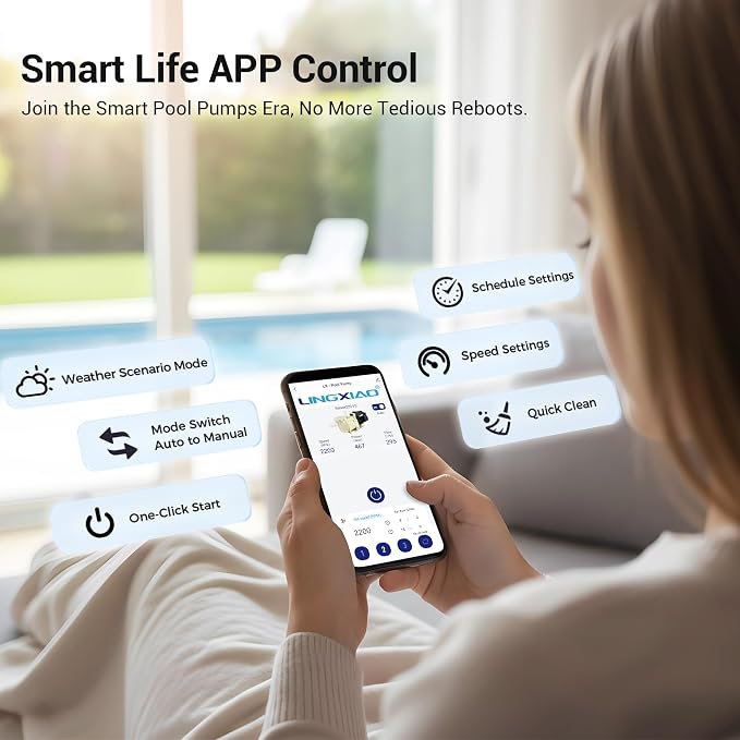 Smart Variable Speed Pool Pump 2 HP, 115/208-230V, In/Above Pool Pump With Smart Life APP Control, Energy Star Certificate, High Flow & Self Priming - (2025 New Upgrade)