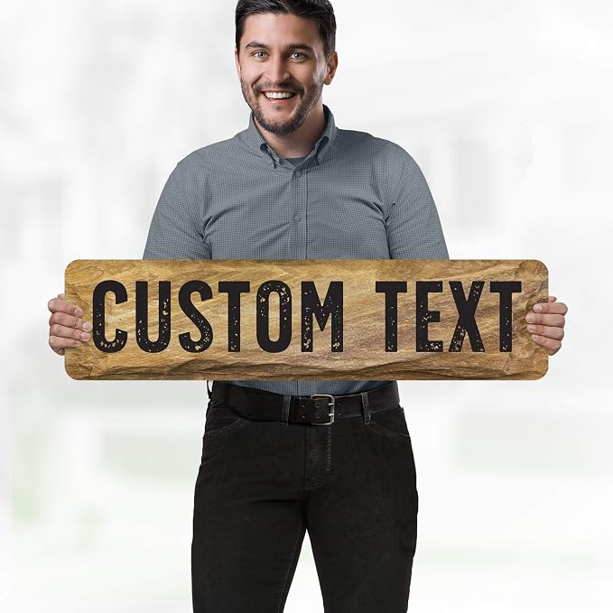 Custom Sign, Custom Street Sign, 11 Font Colors, 13 Font Styles, 4 Hole Options, 22 Sizes, 8x32 Inches, Rust Free DiBound, Fade Resistant, Made in USA by My Sign Center (Stone)