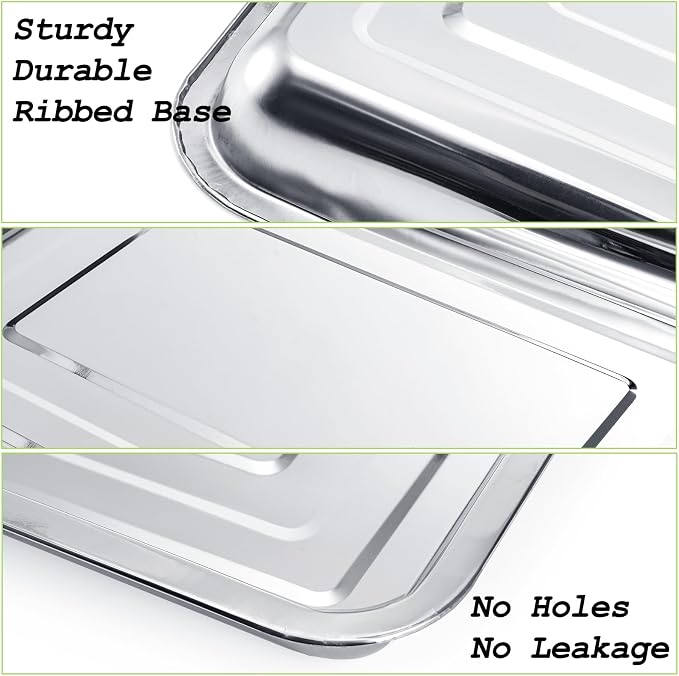 Youeon 10 Pack Seed Starter Tray 15.3x11.4x1.3 Inch, Stainless Steel Seed Sprouting Trays Germination Trays for Beans, Wheat Grass, Herbs, Broccoli & More, Plant Trays for Indoor Outdoor