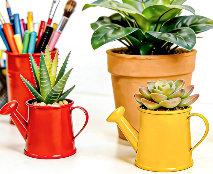 14 Pcs Mini Watering Can Miniature Color Watering Pot Garden Water Can Mini Kettle for House Crafts Party Favors - Rustic Galvanized Jug Vase, House Decor & Gardening Accessories for Flowers