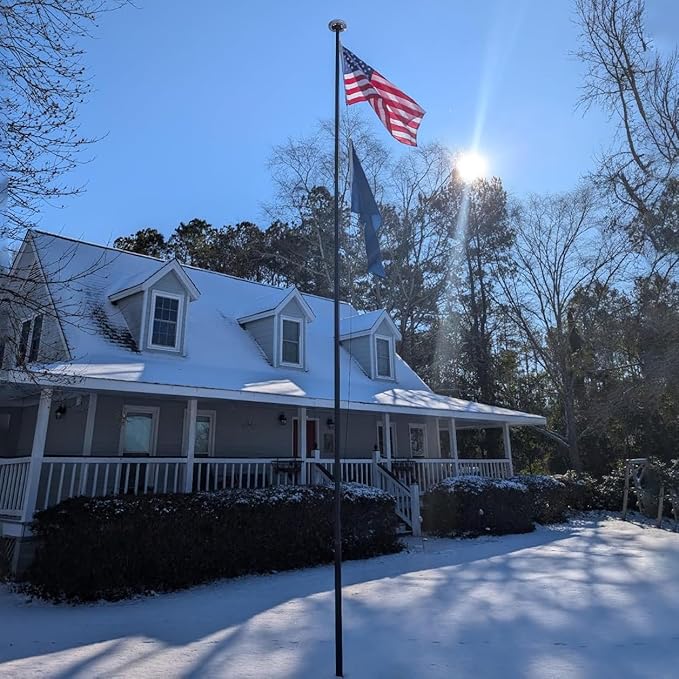 Flag Pole for Outside House, 25 FT Heavy Duty 45K PSI & 95 HBW Hard Aerospace Aluminum Flagpole Kit, Unbending Outdoor In-Ground Flag Poles with 3x5 American Flag for Yard, Residential or Commercial