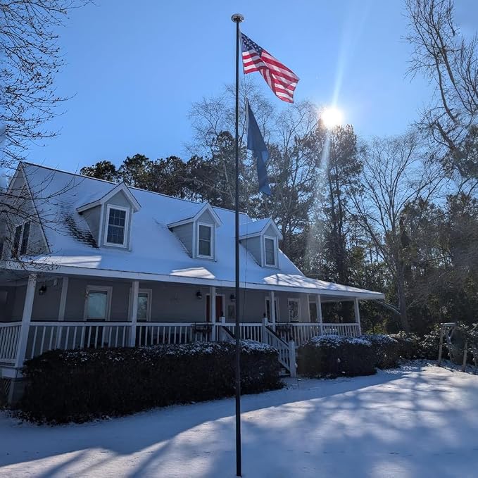 Flag Pole for Outside House, 30 FT Heavy Duty 45K PSI & 95 HBW Hard Aerospace Aluminum Flagpole Kit, Unbending Outdoor In-Ground Flag Poles with 3x5 American Flag for Yard, Residential or Commercial