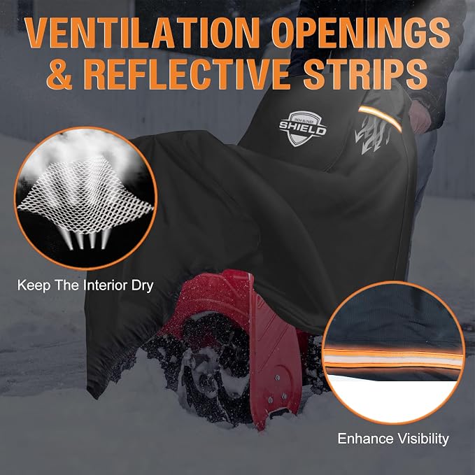 Snow Blower Cover, 24"/26"/28" Heavy Duty 900D Waterproof Snowblower Cover | Fit for Two-Stage and Single-Stage Snow Throwers, Compatible with Toro, EGO, Craftsman, Ariens Black
