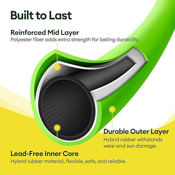 Maygrove 50 ft Garden Hose, 5/8 in ID, Heavy-Duty, Leakproof, Kink-Resistant Water Hose with Swivel Brass Fittings, 600 PSI Burst Rating, Ideal for Car Wash & Lawn Watering