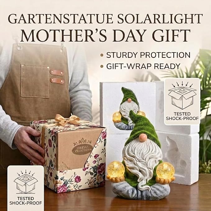 TERESA'S COLLECTIONS Garden Gnomes Decor with Solar Lights, St Patricks Decorations for Outdoor Decor,Resin Flocked Zen Garden Decor Outdoor for Porch Patio, Yoga Gnome Gifts for Women and Men, 6"