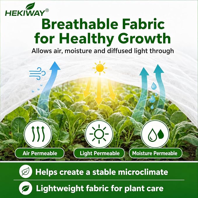 Frost Cloth Plant Freeze Protection, 10 FT x 10 FT 1.5 oz/yd² Garden Fabric Blanket, Plant Covers for Outdoor Plants, Floating Row Cover for Raised Beds and Vegetables