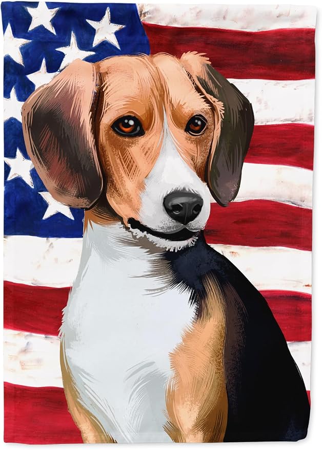 Caroline's Treasures CK6421GF Beagle American Flag Garden Flag Mailbox Flag Decorative Yard Flag Banner Outside Patio Artwork Yard Flower Beds, Garden Size, Multicolor