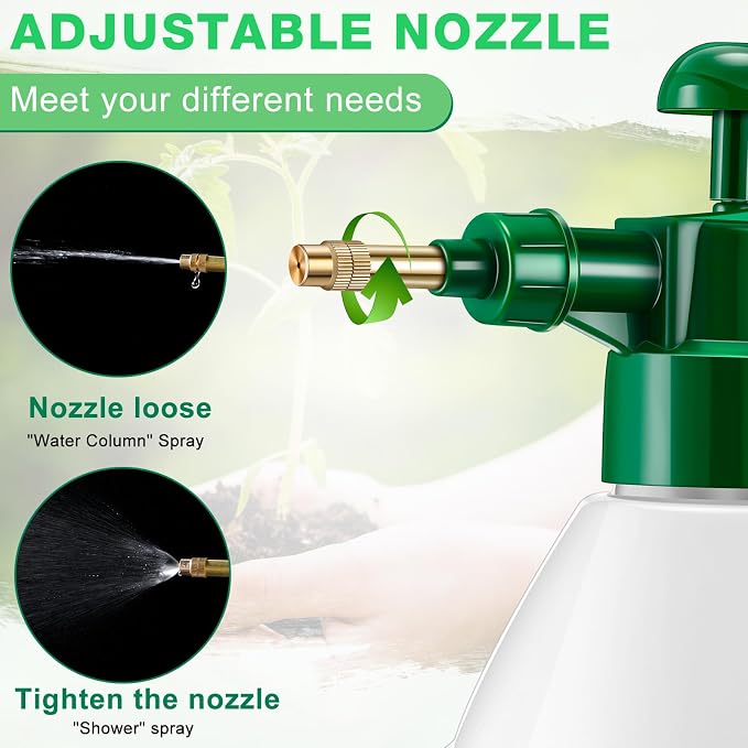 Ziliny 2 Pcs 50 oz Handheld Pump Spray Bottle Garden Mister Spray Bottles Lawn Pressure Hand Pump Sprayer with Adjustable Nozzle for Chemicals Watering Weeds Plants and Cleaning (Green)