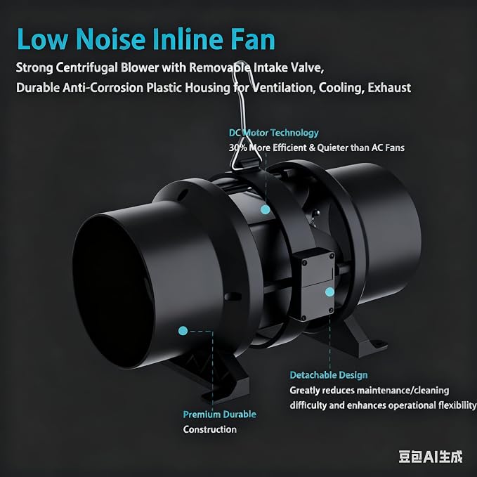 Air Filtration Kit, 6" 260 CFM Inline Duct Fan with Speed Controller, 8" High Carbon Filter, 8 Ft Ducting & Rubber Coupler, Air Cooling and Filtration Kit for Grow Tent, Hydroponics