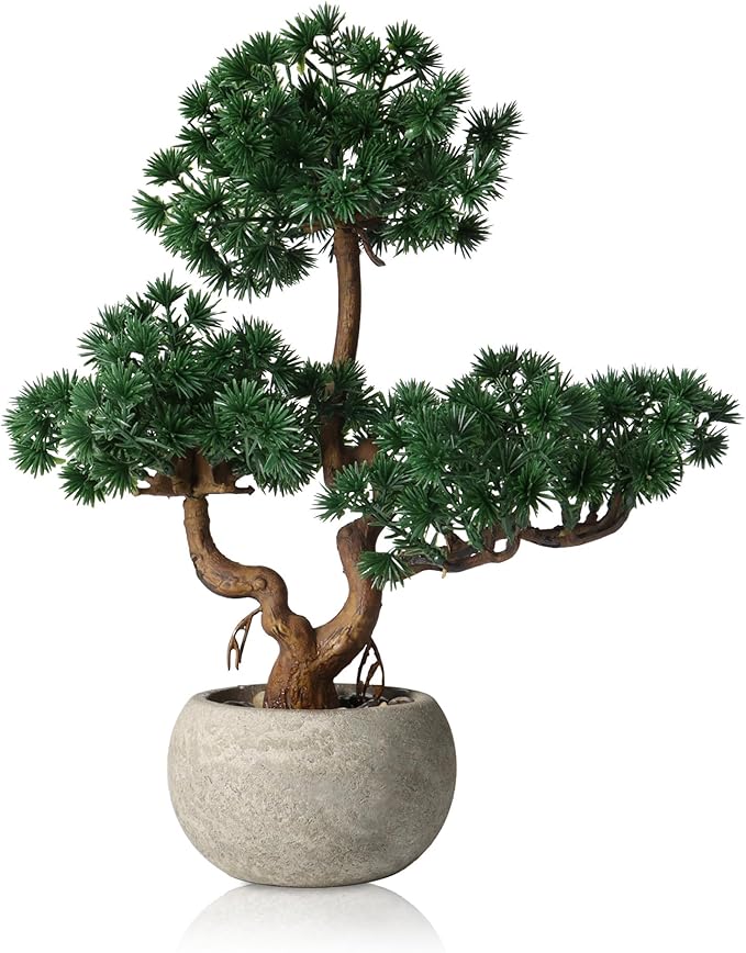 TOARTi Artificial Bonsai Tree Potted Plant with Pot, 11" Tall Small Fake Potted Faux Plant Desk Decor, Realistic Decorative Plants Indoor Shelf Decor for for Home Bedroom Bathroom Office Desk
