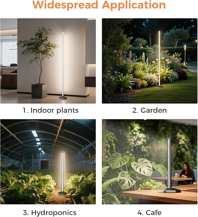 Grow Lights for Indoor Plants, 44W 192 Led Full Spectrum Plant Light, 5.4FT Adjustable Length Standing Grow Light with Timer/Six Leg Base for Greenhouse/Garden