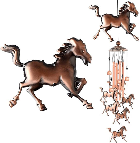 JOBOSI Horse Wind Chimes, Horse Room Garden Patio Decor, with S Hook Flamingo Decor Gifts, Gifts for mom Women Grandma Friends Mother