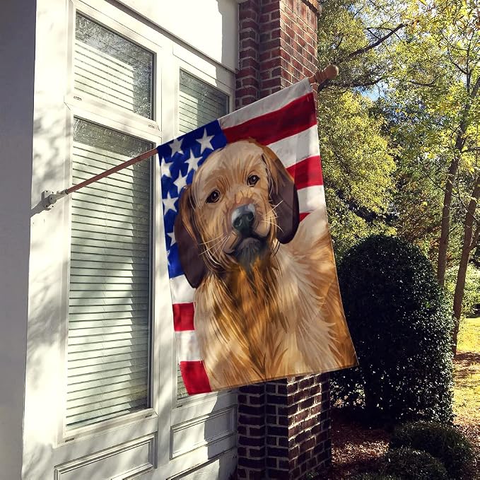Caroline's Treasures CK6728CHF Styrian Coarse-haired Hound American Flag House Flag Large Porch Sleeve Pole Decorative Outside Yard Banner Artwork Wall Hanging, Polyester, House Size, Multicolor