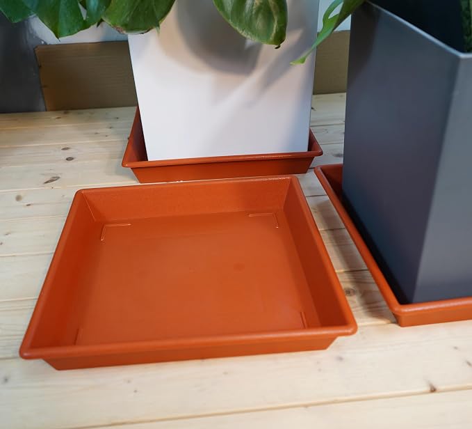 NIMYAU Square Plant Saucer 6 Inch 5 Pack6 8 12 14 16 18 20 Flower Pot No Holes Plant Drip Trays, Plant Trays for Pots Heavy Duty Plastic Plant Saucers for Indoors Outdoors
