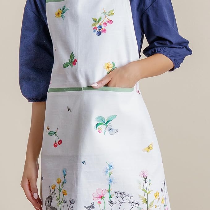 Maison d' Hermine Aprons for women with Pocket 100% Cotton (27.50"x31.50") | Adjustable Neck Strap & long ties Apron Men Chef Wedding Cooking Gardening Server Maid