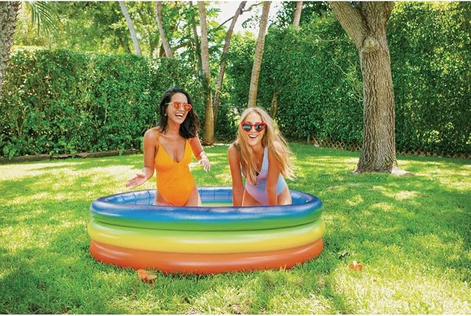 Poolcandy Inflatable Sunning Pools for up to 3 Adults (Rainbow Blue, Yellow, and Orange Inflatable Sunning Pool)