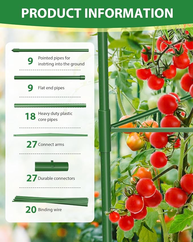 MYMULIKE 3 Pack Extra Larger Tomato Cages, 51in*17in Adjustable Tomatoes Plant Stakes Support Cages Trellis for Garden, Garden Trellis for Vegetable Flowers Fruits Climbing Plants