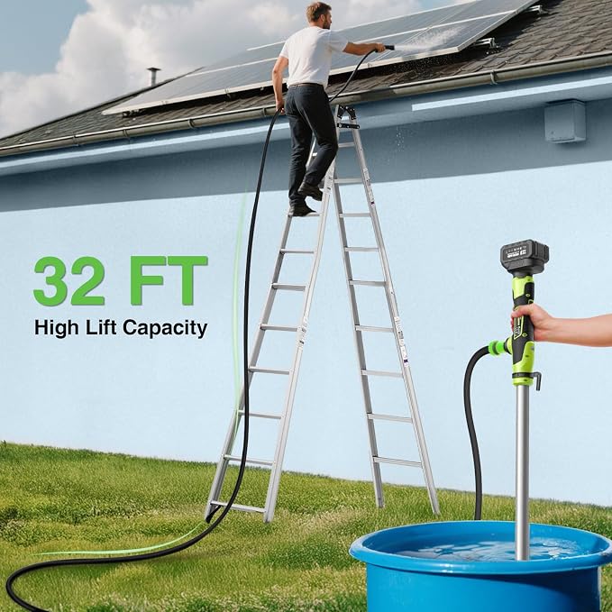 Cordless Stick Water Transfer Pump, Portable Battery Powered Sump Pump with 2 x 4000mAh Rechargeable Batteries, 720 GPH, 32 FT Lift for Pool, Garden, Pond, Boat, RV, Rain Barrels, Outdoor Draining