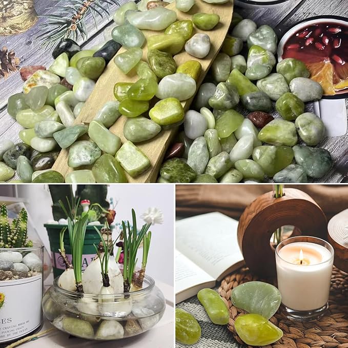 YISZM 10lbs Jade River Rocks, 1-2 Inch Natural Pebbles for Indoor Plants, High Polished Decorative Stones Vase Filler Fish Tank Aquariums Landscaping Garden Outdoor and Indoor DIY