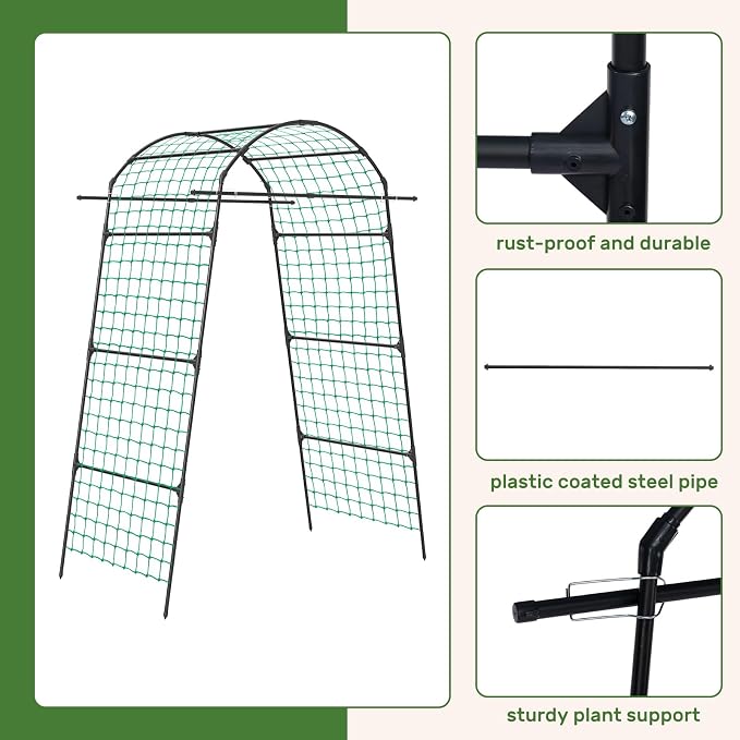 DOEWORKS 86 Inch Tall Garden Arch Trellis for Climbing Plants Outdoor,Tall Metal Garden Tunnel Trellises Archway for Climbing Vine、Vegetable、Fruit、Flower、Squash Arbors，Garden Arches Support Structure