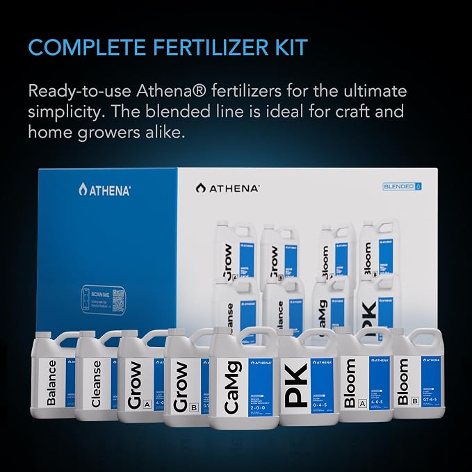 AC Infinity x Athena® Cultivator Kit, Complete 2-Plant Grow Tent System | With Blended Line Fertilizer Starter Kit, Dynamic Learning AI Control with WiFi-Integrated Quiet Fans, Full Spectrum EVO