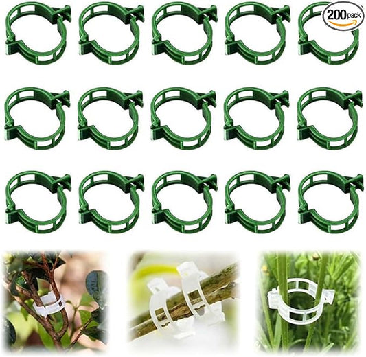 Secured Plastic Plant Clip, 2025 Upgrade Plant Support Clips Reusable Garden Clips, Garden Clips for Climbing Plants, Plastic Trellis Clips Tomato Grape Vine Vegetables Plant Fixing Clips (200, Green)