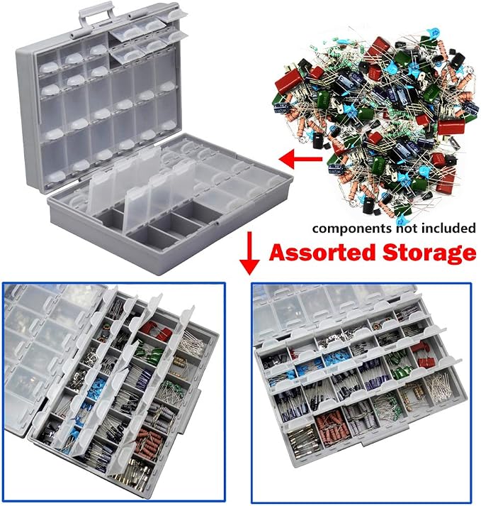 AideTek 4 units BOX-ALL-48 Compartments Empty Enclosure SMD SMT Organizer Size 6 inch 9 Inch Surface Mount Deep Storage Organizer Case