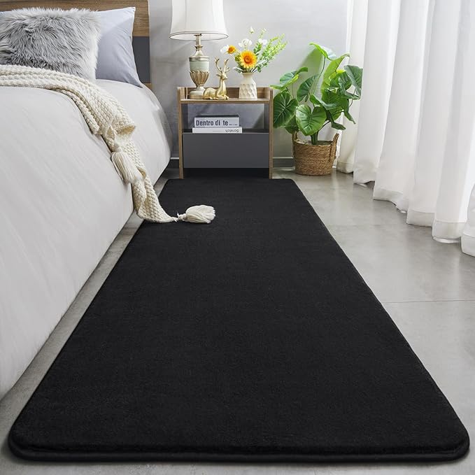 Amearea Modern Soft Hallway Runner Rug, 2x8 Feet Long Runners for Hallways | Washable Runner Rugs, Non Slip Memory Foam Rug Black Runner Rugs Carpet for Entrance Kitchen Kids Room Decor