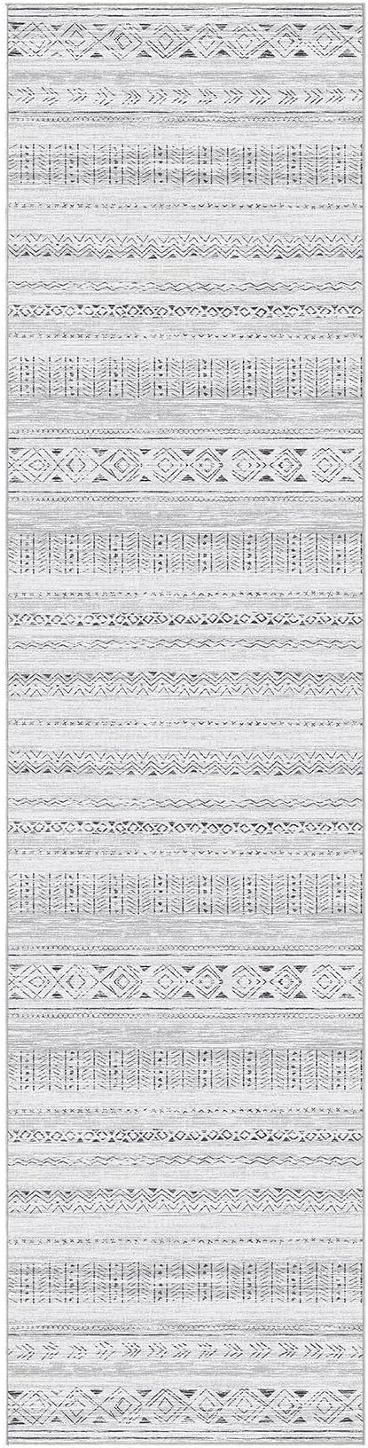 cotiled Hallway 2.6x8 Runner Rugs Washable Boho Moroccan Soft Rug | Solve Modern Neutral Trendy Home Decor - Stain Resistan Carpet for Entryway Kitchen Laundry Room Dark Grey