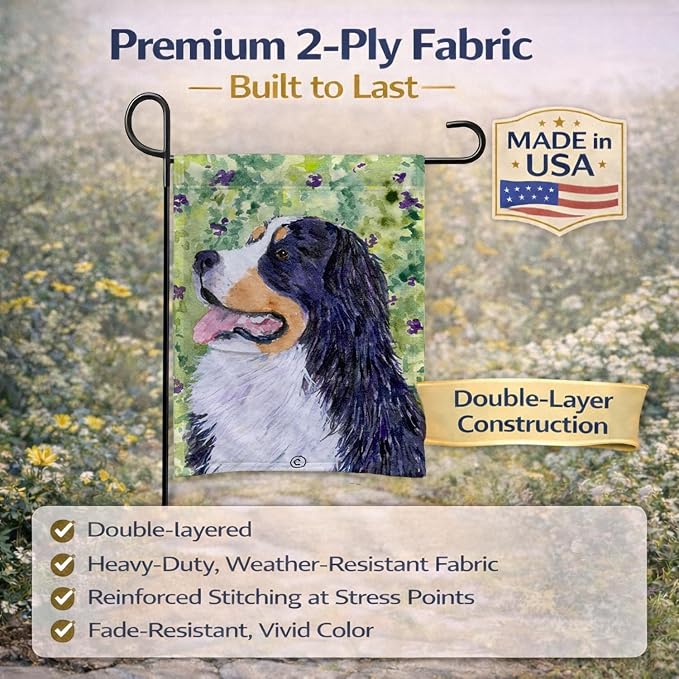 Caroline's Treasures SS8706GF Bernese Mountain Dog Garden Flag Mailbox Flag Decorative Yard Flag Banner Outside Patio Artwork Yard Flower Beds, Garden Size, Multicolor