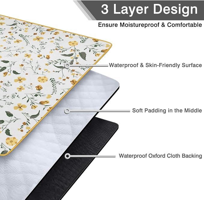 Flower Picnic Blankets Waterproof Foldable, 60’‘x80'' Portable Dual Layers Outdoor Travel Camping Picnic Backpacking Hiking Beach Blanket Mat for Grass Padded Lawn Park Beach ,Picnic Accessories