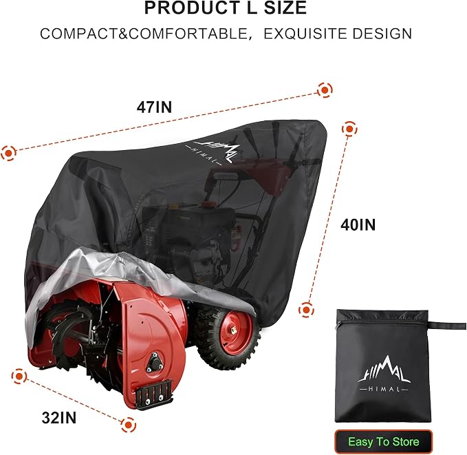 Himal Snow Blower Cover, Waterproof 600D Fabric, 47 x 32 x 40 in | UV-Resistant, Universal Fit, Two-Stage Snow Blowers, Heavy-Duty Outdoor Protection