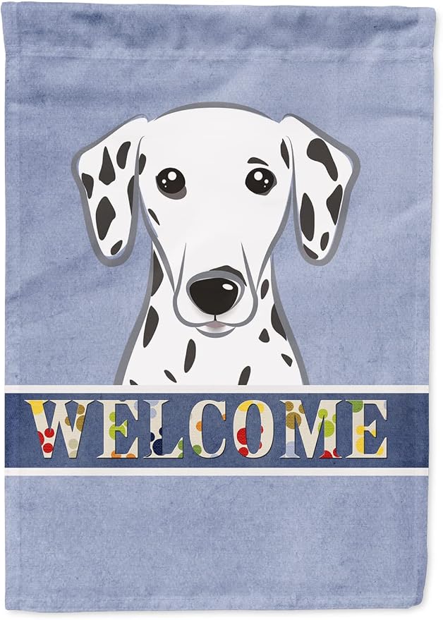 Caroline's Treasures BB1396GF Dalmatian Welcome Garden Flag, Blue Mailbox Flag Decorative Yard Flag Banner Outside Patio Artwork Yard Flower Beds, Garden Size, Multicolor