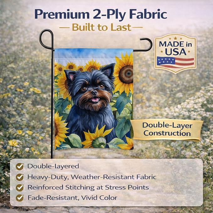 Caroline's Treasures DAC6000GF Affenpinscher in Sunflowers Garden Flag Mailbox Flag Decorative Yard Flag Banner Outside Patio Artwork Yard Flower Beds, Garden Size, Multicolor