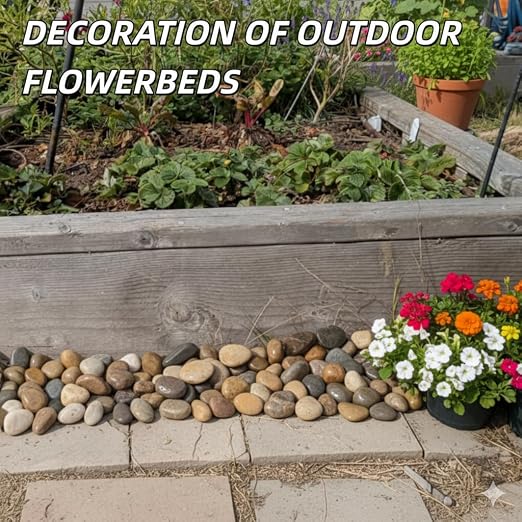 18lb Mix River Rocks for Plants, 1-3 Inch Pebbles for Indoor Plants, Polished Garden Rocks Outdoor Landscaping, Decorative Stones for Vases, Succulents, Aquarium, Walkways