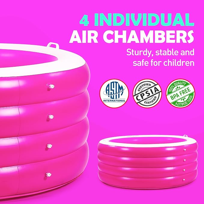 Blow Up Pool, 72" X 30" Deep Round Inflatable Swimming Adult Pool, Backyard Inflatable Pool for Kids Swimming, Pink