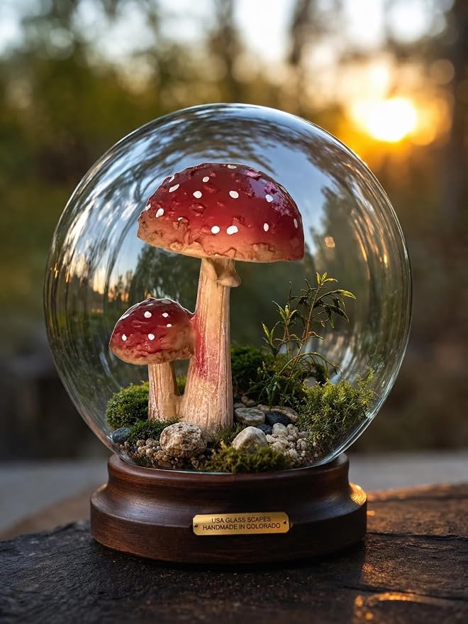 6 PCS Mushroom Decor Fairy Garden Accessories Outdoor - Assorted Sizes Resin Garden Mushrooms, Colorful Mushroom Figurines Yard Art Ornaments for Lawn, Patio, Plant Pot Decor