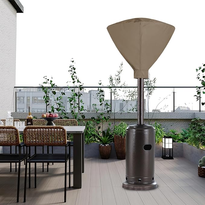 Easy-Going Patio Heater Head Cover with Zipper and Storage Bag, Waterproof Outdoor Round 34"D Heater Cover Top for Standing Heat, Dustproof, UV-Resistant, Camel