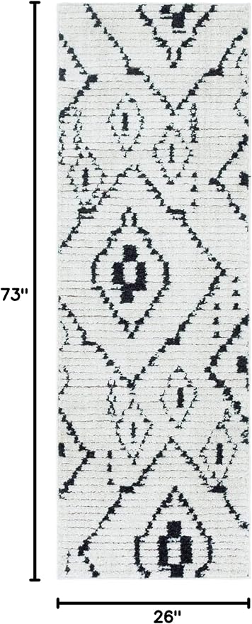 Unique Loom Morocco Collection Tribal, Southwestern, Bohemian Area Rug (2' 2 x 6' 0 Runner, Ivory/Black)