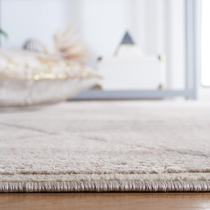 SAFAVIEH Revive Collection Area Rug - 6'7" Round, Beige, Trellis Design, Non-Shedding & Easy Care, Ideal for High Traffic Areas in Living Room, Bedroom (REV104B)